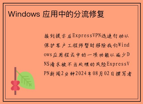 Windows 应用中的分流修复 