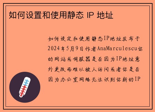 如何设置和使用静态 IP 地址