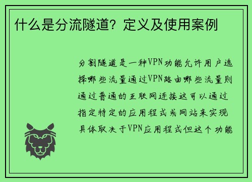 什么是分流隧道？定义及使用案例 