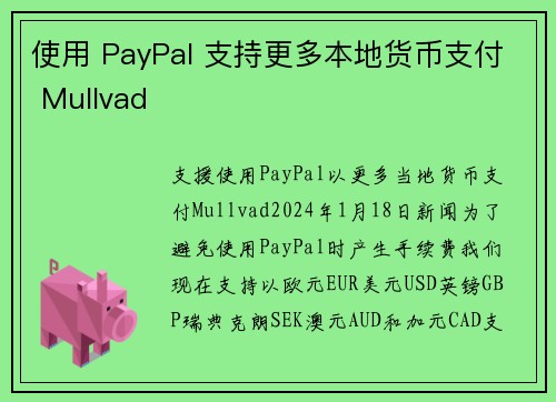 使用 PayPal 支持更多本地货币支付 Mullvad 