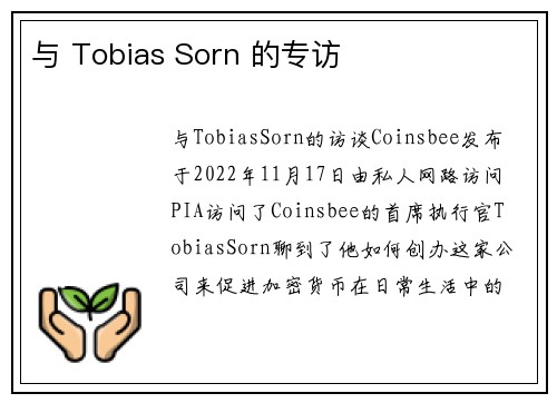 与 Tobias Sorn 的专访 