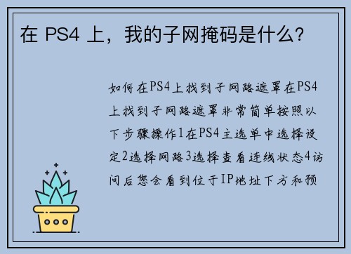 在 PS4 上，我的子网掩码是什么？